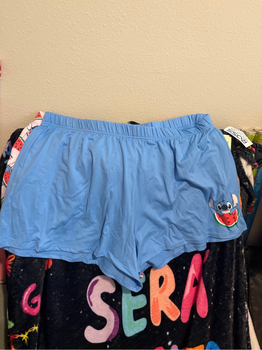 Disney Light Blue Women’s Lounge Shorts with Stitch Watermelon Accent 2pk